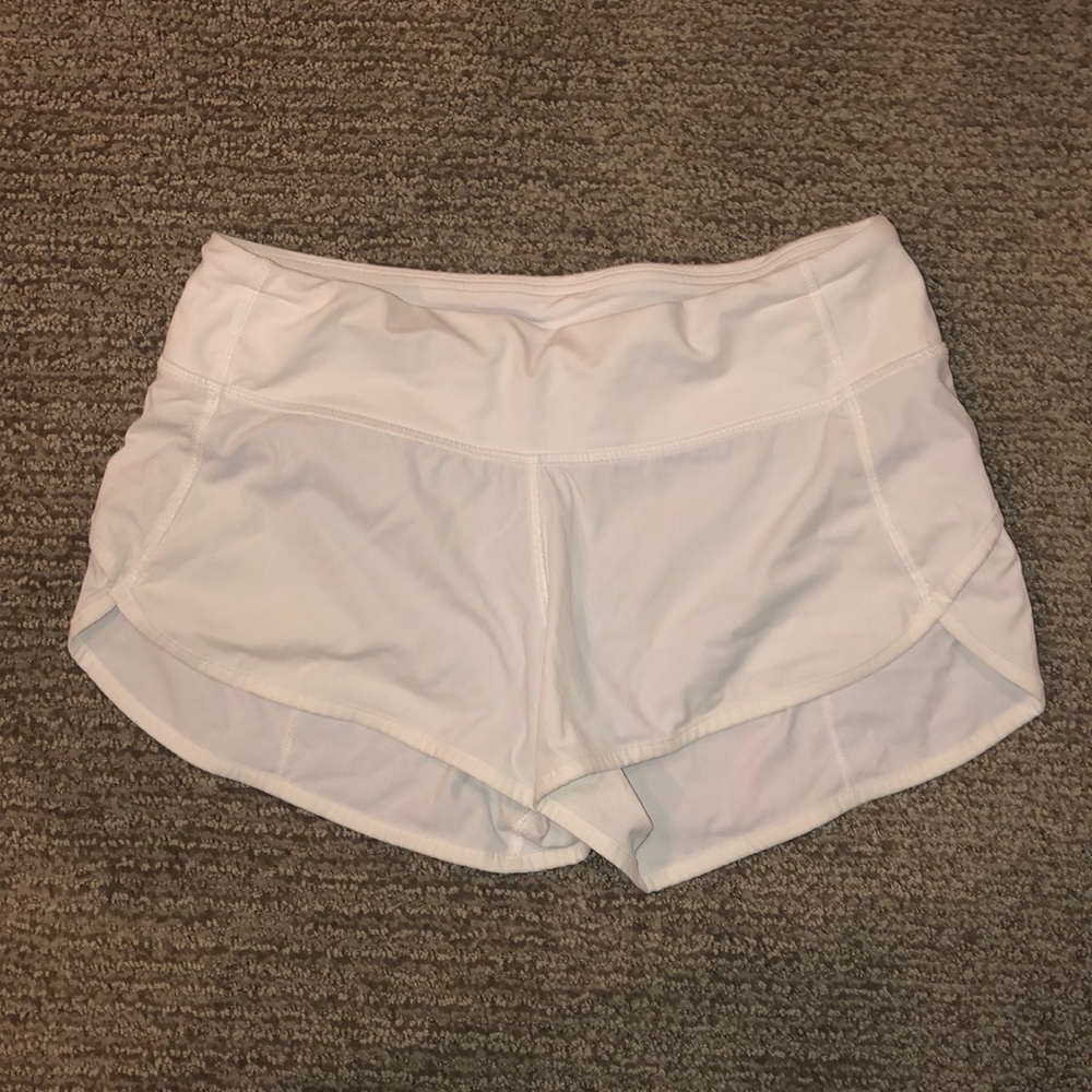 White Lululemon Speed Up 2.5” Shorts